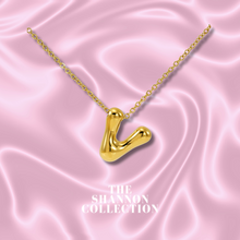 Load image into Gallery viewer, ‘FUNKY BUBBLE INITIAL' 18K GOLD PLATED STAINLESS STEEL NECKLACE