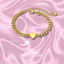 Load image into Gallery viewer, ‘HEART CUBAN CHAIN’ 18K GOLD PLATED STAINLESS STEEL BRACELET