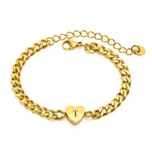 Load image into Gallery viewer, ‘HEART CUBAN CHAIN’ 18K GOLD PLATED STAINLESS STEEL BRACELET