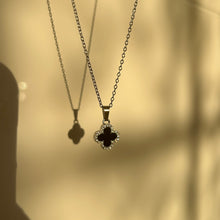 Load image into Gallery viewer, BLACK ‘CLOVER DREAMS&#39; STAINLESS STEEL NECKLACE
