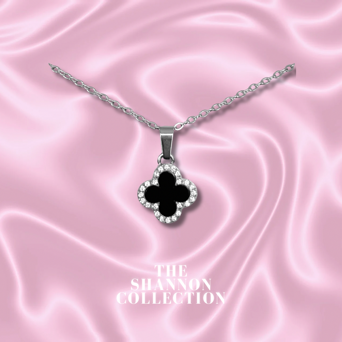 BLACK ‘CLOVER DREAMS' STAINLESS STEEL NECKLACE