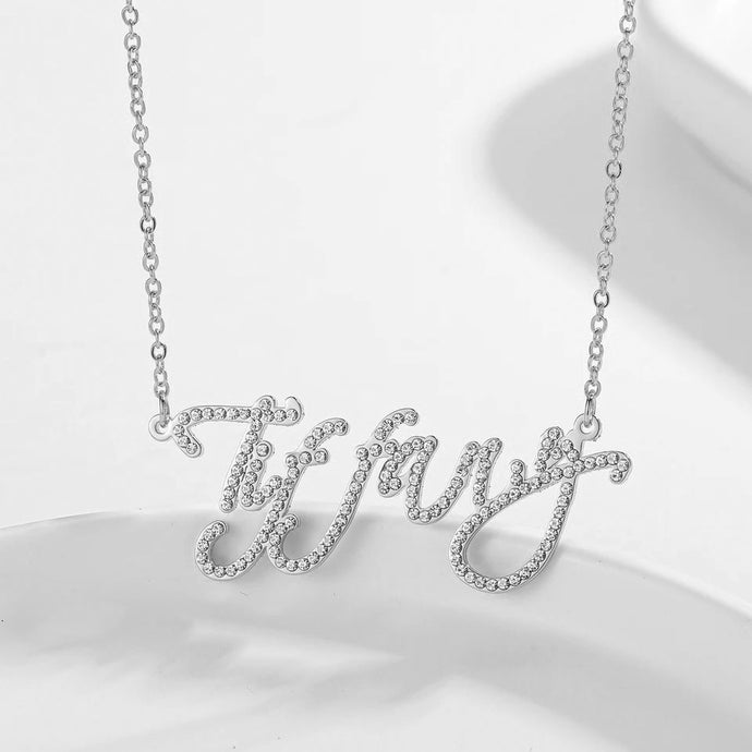 ‘CURLY RHINESTONE’ NAME NECKLACE (PRE-ORDER)