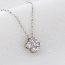 Load image into Gallery viewer, ‘DIAMANTÉ ENCRUSTED CLOVER’ STERLING SILVER NECKLACE
