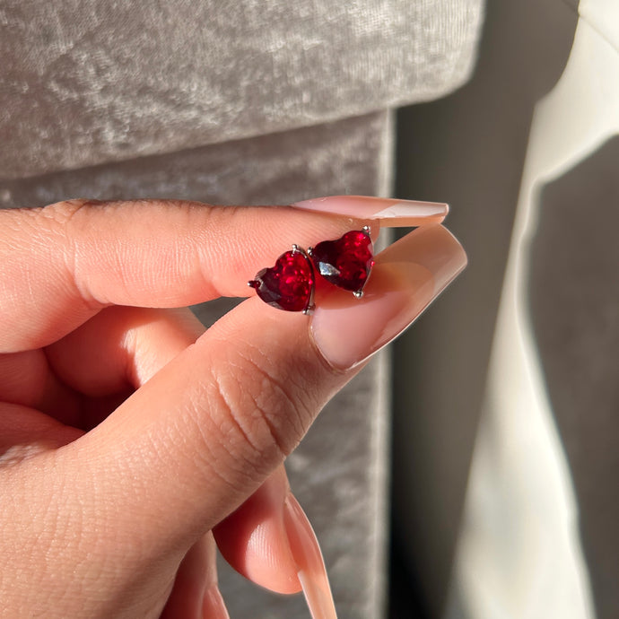 RED ‘HEART OF THE OCEAN’ STAINLESS STEEL EARRINGS