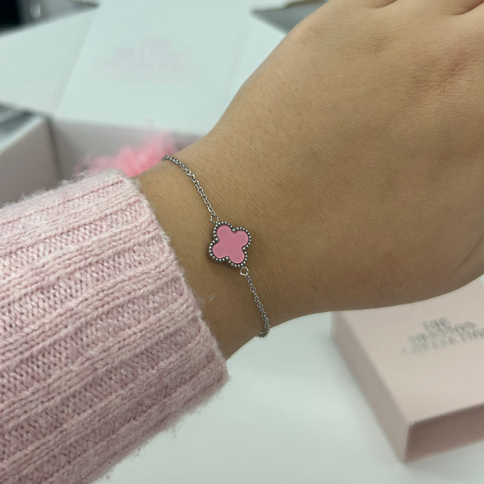 PINK’ SINGLE CLOVER’ STAINLESS STEEL BRACELET