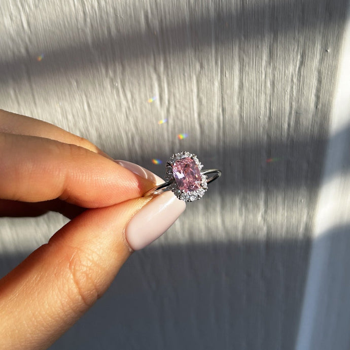 PINK ‘PRINCESS DIANA’ STERLING SILVER RING