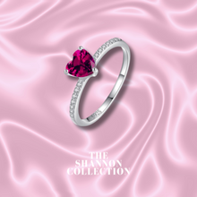 Load image into Gallery viewer, DARK PINK ‘MINI LOVE’ STERLING SILVER RING
