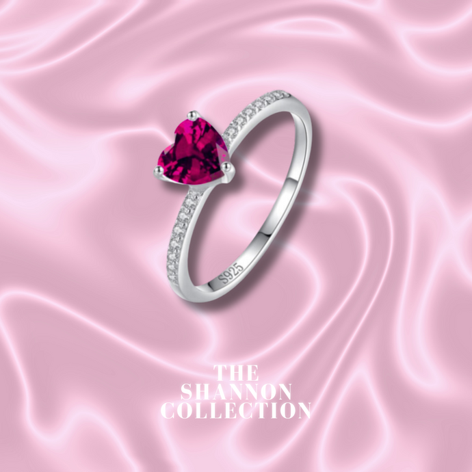 DARK PINK ‘MINI LOVE’ STERLING SILVER RING