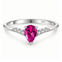Load image into Gallery viewer, DARK PINK ‘A DROP OF ELEGANCE’ STERLING SILVER RING
