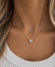 Load image into Gallery viewer, 'DIAMANTÉ HEART' 18K GOLD PLATED STAINLESS STEEL NECKLACE
