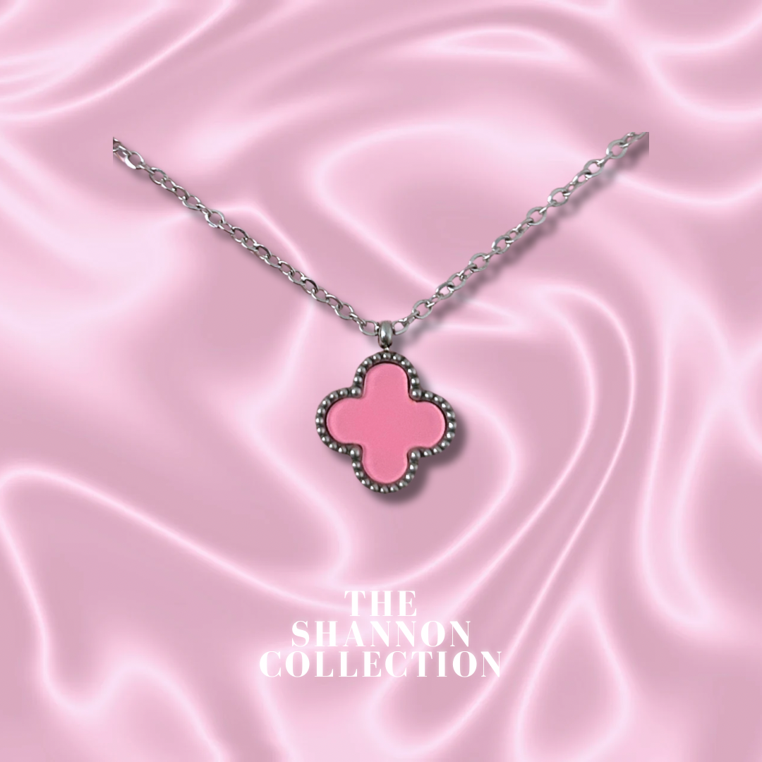 PINK 'SINGLE CLOVER' STAINLESS STEEL NECKLACE – The Shannon Collection