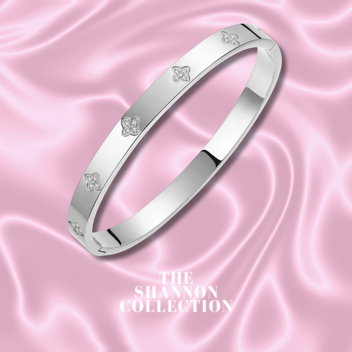 ‘MULTI DAINTY CLOVER’ STAINLESS STEEL BANGLE BRACELET