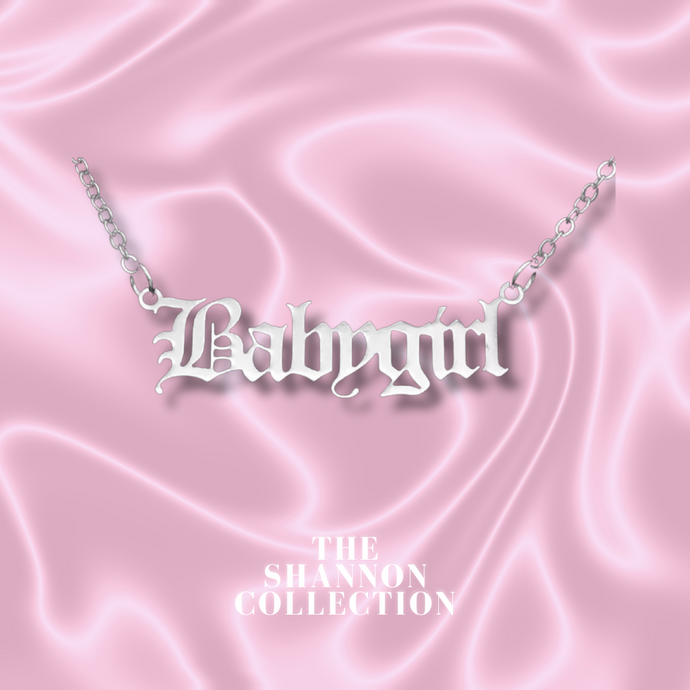 ‘BABYGIRL’ SLOGAN STAINLESS STEEL NECKLACE