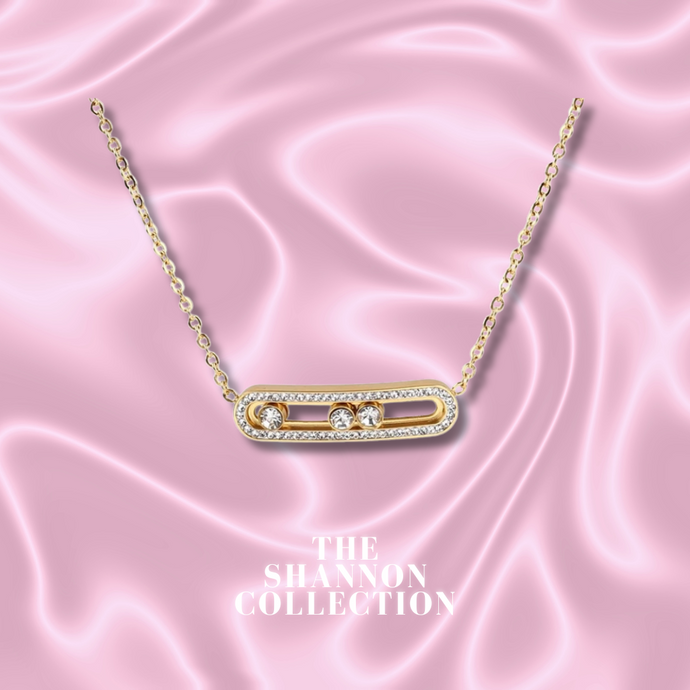 ‘CRYSTAL SLIDER' 18K GOLD PLATED STAINLESS STEEL NECKLACE