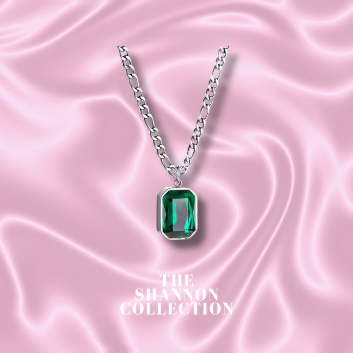 EMERALD GREEN ‘TROPHY WIFE’ STAINLESS STEEL NECKLACE