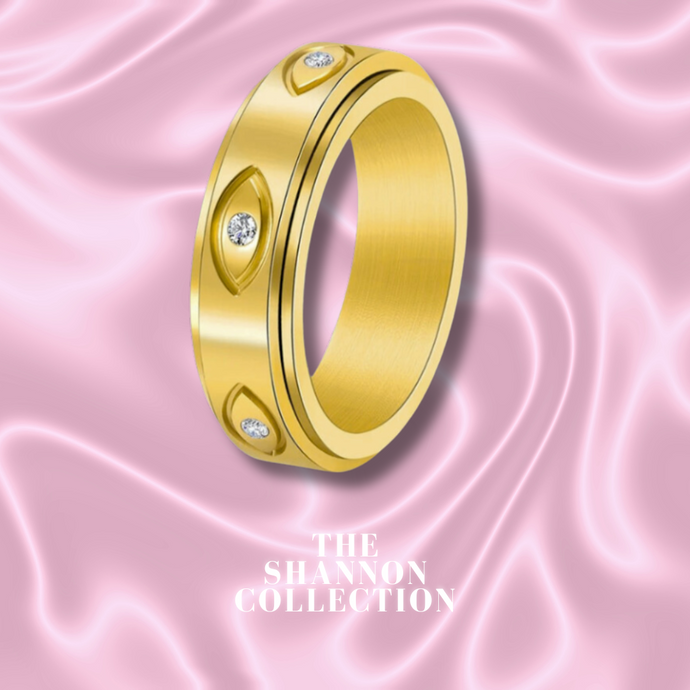 'LET ME SEE’ 18K GOLD PLATED ROTATABLE STAINLESS STEEL RING