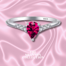 Load image into Gallery viewer, DARK PINK ‘A DROP OF ELEGANCE’ STERLING SILVER RING
