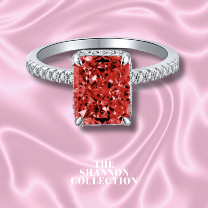 RED ‘DIAMOND DREAMS’ STERLING SILVER RING (SIZE 6 or 9)