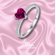 Load image into Gallery viewer, DARK PINK ‘MINI LOVE’ STERLING SILVER RING
