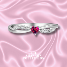 Load image into Gallery viewer, DARK PINK ‘TRAIL OF LOVE’ STERLING SILVER RING
