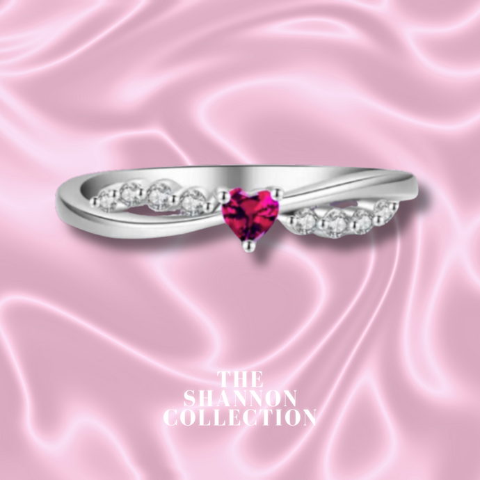 DARK PINK ‘TRAIL OF LOVE’ STERLING SILVER RING