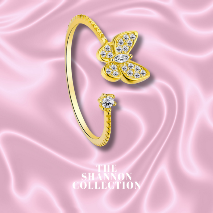‘THE BUTTERFLY EFFECT’ 18K GOLD PLATED STERLING SILVER ADJUSTABLE RING