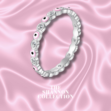 Load image into Gallery viewer, PINK ‘EVIL EYE’ STERLING SILVER RING

