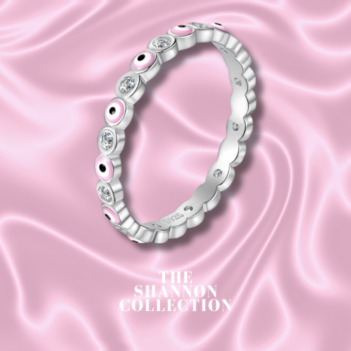 PINK ‘EVIL EYE’ STERLING SILVER RING