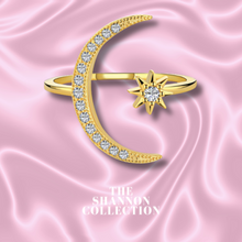 Load image into Gallery viewer, ‘LUNAR ECLIPSE’ 18K GOLD PLATED STERLING SILVER ADJUSTABLE RING
