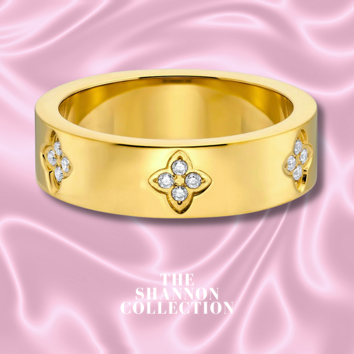 ‘MULTI DAINTY CLOVER’ 18K GOLD PLATED STAINLESS STEEL RING