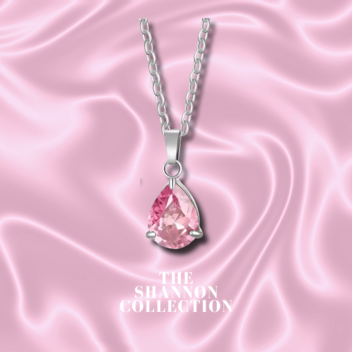 PINK 'BASIC TEAR' STAINLESS STEEL NECKLACE