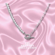 Load image into Gallery viewer, &#39;HALF PEARL T-BAR&#39; STAINLESS STEEL NECKLACE
