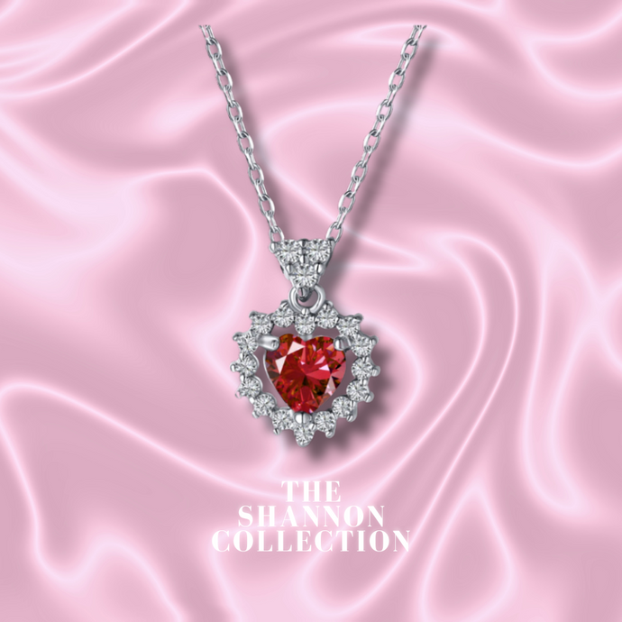 'JEWELLED LOVE’ RED STERLING SILVER NECKLACE
