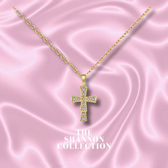 'MIA' 18K GOLD PLATED STERLING SILVER CROSS NECKLACE