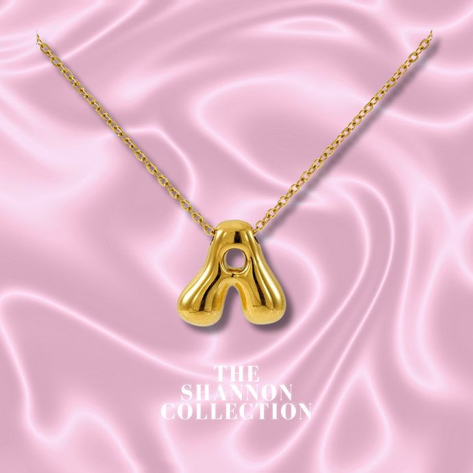 ‘FUNKY BUBBLE INITIAL' 18K GOLD PLATED STAINLESS STEEL NECKLACE