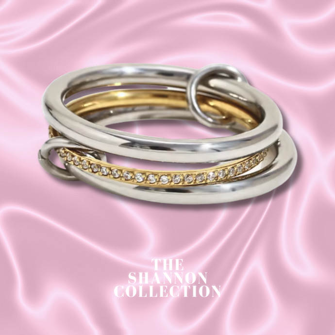 TWO TONE 'TRIPLE LAYERED' STAINLESS STEEL RING