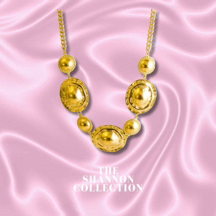 'HAMMERED DOME’ 18K GOLD PLATED STAINLESS STEEL NECKLACE