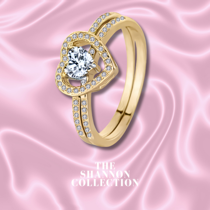‘PERFECT MATCH’ 18K GOLD PLATED STERLING SILVER RING SET