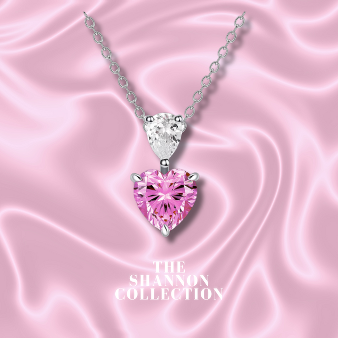 DARK PINK ‘YOU MAKE MY HEART DROP’ STERLING SILVER NECKLACE