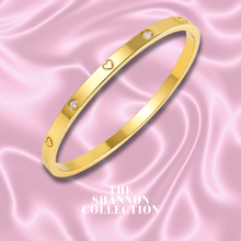 Load image into Gallery viewer, 4MM ‘LOVE ME’ 18K GOLD PLATED STAINLESS STEEL BANGLE BRACELET
