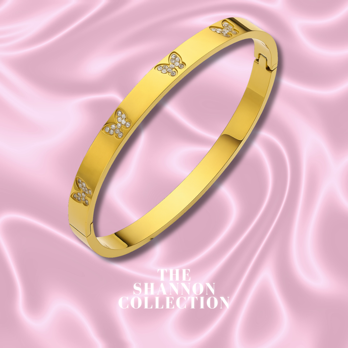 ‘MULTI BUTTERFLY’ 18K GOLD PLATED STAINLESS STEEL BANGLE BRACELET