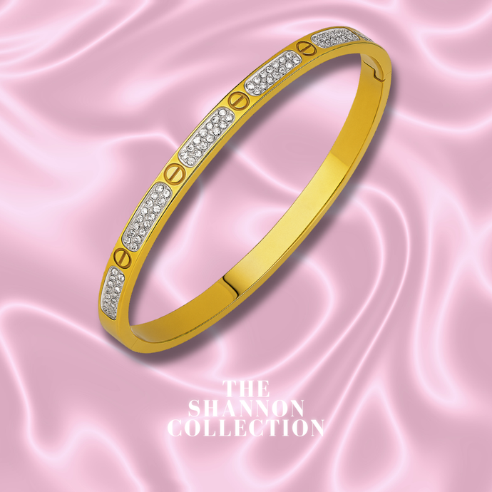 4MM ‘SUGAR DIAMANTÉ’ 18K GOLD PLATED STAINLESS STEEL BANGLE BRACELET