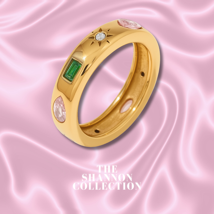 'PRISMARA’ 18K GOLD PLATED STAINLESS STEEL RING