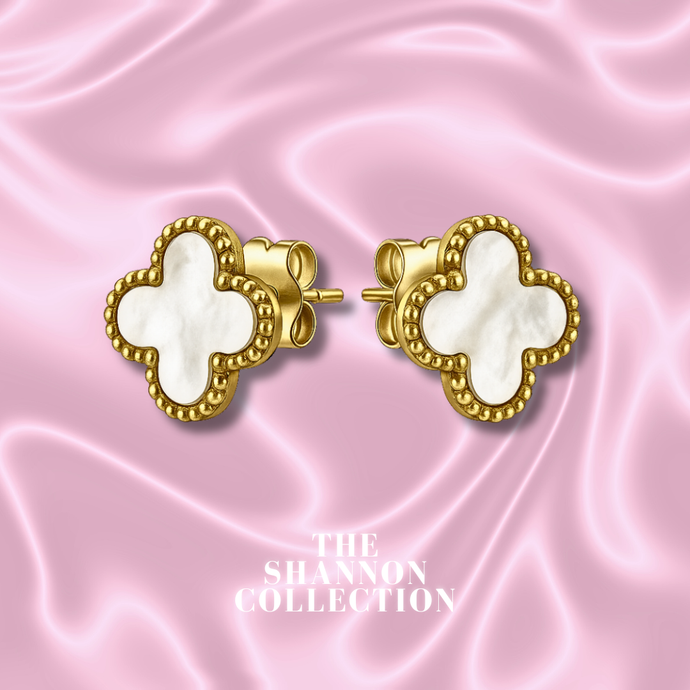 'SINGLE CLOVER’ 18K GOLD PLATED STAINLESS STEEL EARRINGS