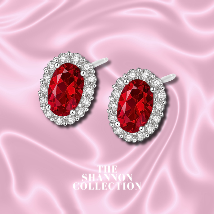 RED ‘PRINCESS DIANA’ STERLING SILVER EARRINGS