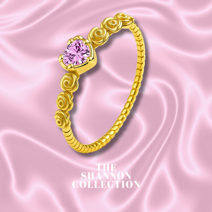 PINK ‘BEAUTY & THE BEAST’ 18K GOLD PLATED STERLING SILVER RING (SIZE US 7/EU 54)