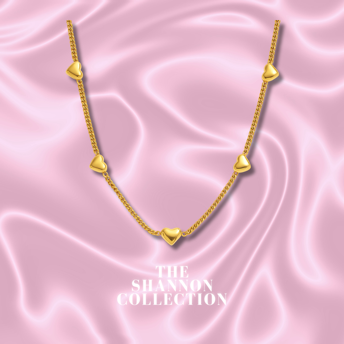 'FILLED HEARTS’ 18K GOLD PLATED STAINLESS STEEL NECKLACE