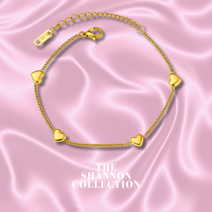 'FILLED HEARTS’ 18K GOLD PLATED STAINLESS STEEL BRACELET