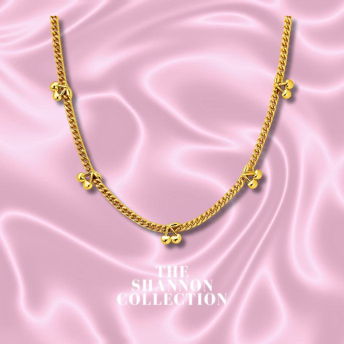 'BABY CHERRY’ 18K GOLD PLATED STAINLESS STEEL NECKLACE