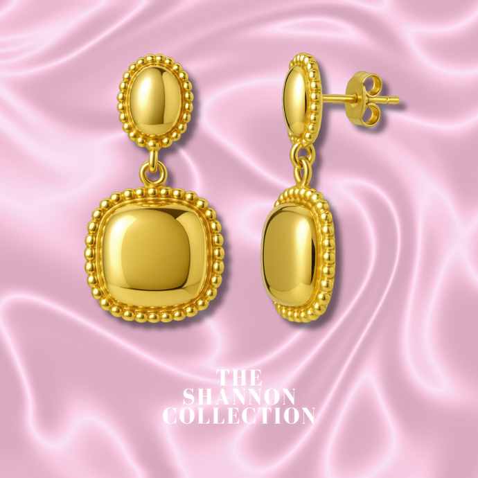 'VINTAGE DROP’ 18K GOLD PLATED STAINLESS STEEL EARRINGS